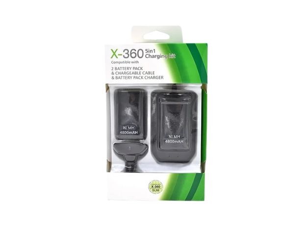 &ua  KIT XBOX 360 5 EN 1 BATERIA + CABLE JUEGA BN-X3608